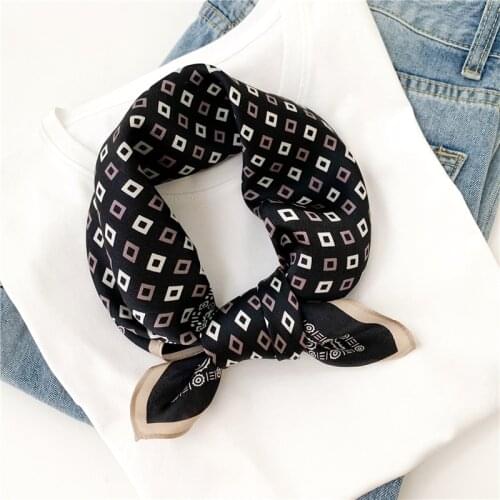 2021 Pure Silk Scarf Women Bandana Printed Foulard Lady Hairband Tie High Quality Spring Small Neckerchief Female Scarves New