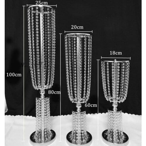 60/80/100cm acrylic crystal flower stand artificial flower centerpiece wedding decor road lead party candlestick table floral