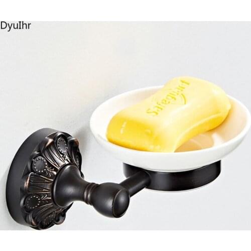 Bathroom accessories black bronze wall-mounted round soap dish perforated installation toilet soap box bathroom soap holder
