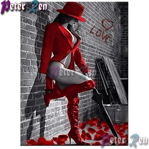 5d Diamond painting Sexy girl in red DIY full Square/round Rhinestones cross stitch diamond embroidery modern Home Decoration