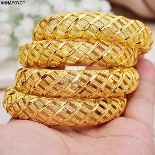 Annayoyo 4 pieces Women/girl Wedding Bridal Bangles Ethiopian Bracelets Middle East African Party wedding Jewely best gifts