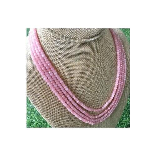 Antique magnetic 4-row 2x4MM roundel faceted aquamarine jewelry necklace 17-20