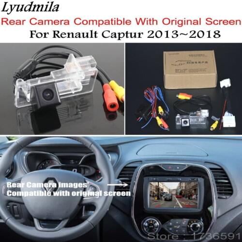 Lyudmila Car Reverse Camera With 24Pin Adapter Cable For Renault Captur 2013~2018 Original Screen Compatible Rear View Camera