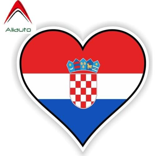 Aliauto Personality Car Sticker Automobile Accessories Croatia Heart Flag Sunscreen Anti-UV Reflective Decal,13cm*12cm