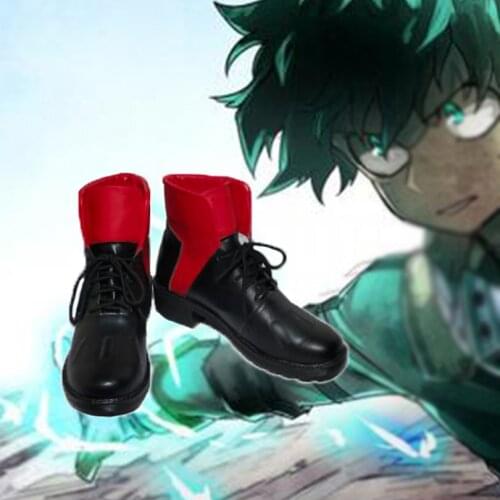 My Hero Academia Boku no Hero Academia Men Midoriya Izuku Deku Cosplay Black Red PU Ankle Boots Shoes Spring Summer Casual Shoes