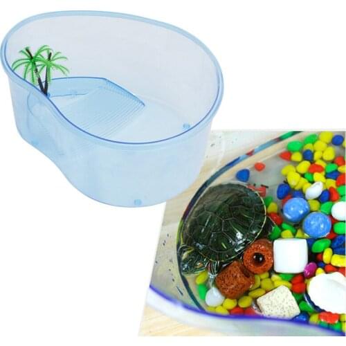 Turtle Habitat Lake Terrapin Reptile Aquarium Tank with Platform Plants New