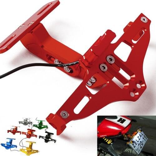 CNC Aluminum Motorcycle Rear License Plate Mount Holder with LED Light For SUZUKI GSF650 GSF650S GSF1000 GSF1200 GSF1250 Bandit