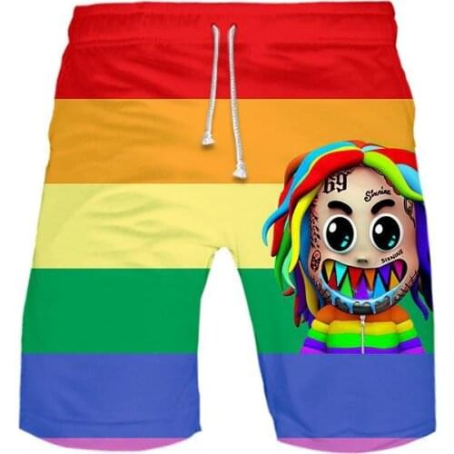 3 to 14 years kids Beach Shorts 6ix9ine 3D Printed Boys Girls Swimwear Rapper Tekashi69 Funny Swimsuit Child Swim board shorts
