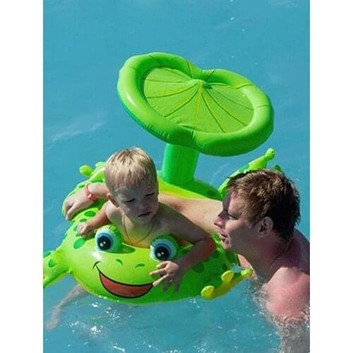 Children Float Ring Inflatable Frog Sunshade Swimming Seat Ring Frog Umbrella Cap Baby Water For Children Summer Toy