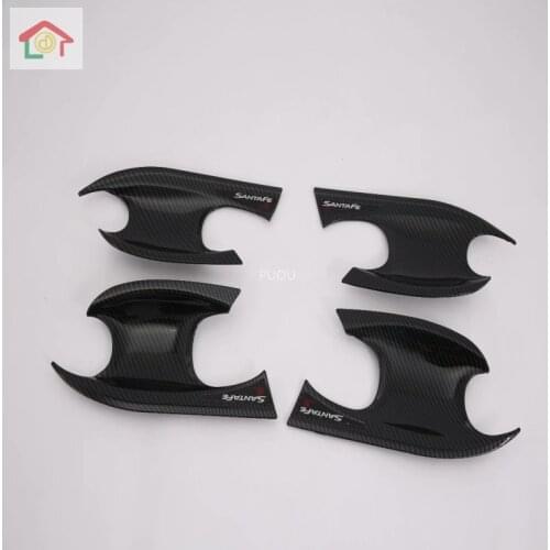 For Hyundai Santa Fe SantaFe 2019 2020 car sticker styling cover protection detector trim carbon fiber external bowl frame 4pcs