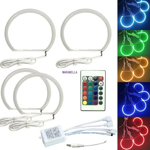 4PCS 131mm E36 Angel Eyes RGB Colorful Multicolor LED Car Halo Semicircle Daytime Running Lights For BMW E46 E39 E38