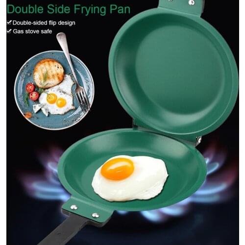 Double Side Frying Pan Green Non-stick Flip Frying Pan With Ceramic Coating Pancake Maker For Household Kitchen Cookware
