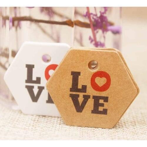 Feiluan 200pc/lot valentine day decoration tag card DIy hexagon paper wedding favors tag /party/arts wrap tag label love tag