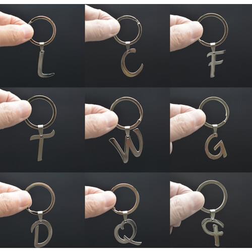 FLTMRH For Women A-Z Alphabet Letter Pendant key chain Personalization Stainless Steel Glamour Jewelry