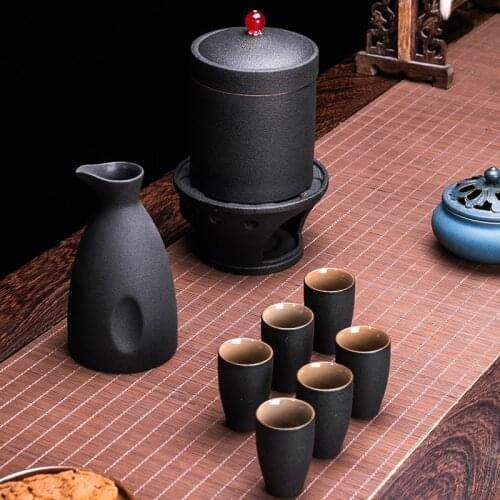 Japanese Style Hip Flask Set Classic Handmade Ceramics Creative Retro Sake Cups Set Home Round Flasque Alcool Drinkware BC50HF