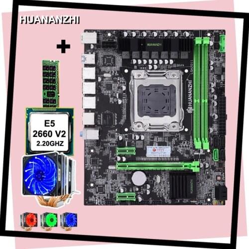 Quality mobo HUANANZHI X79 motherboard with CPU Xeon E5 2660 V2 with 6 heatpipes cooler RAM 8G DDR3 REG ECC 2 years warranty