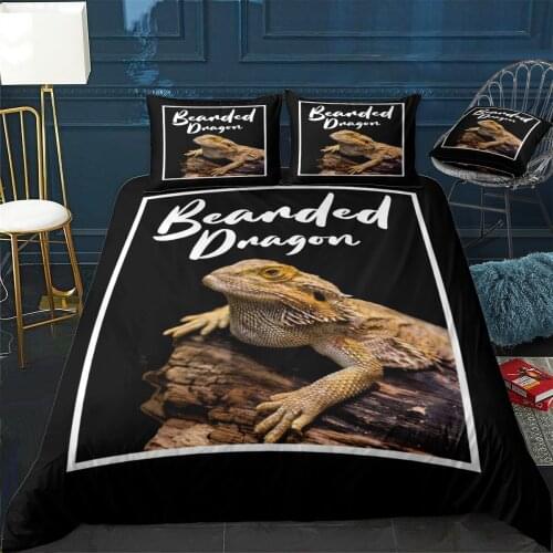 Bearded Dragon Print Quilt Cover Pillowcase 3Piece Comforter Bedding Set With Pillow Case Single Double Duvet Cover Home Decora