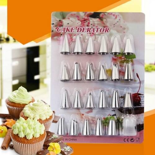 Kitchen Diy Baking Cookie Decorating Gadget Stainless Steel Icing Piping Nozzles Petal Tip Shaped Pastry Decor Tools 24pc/set