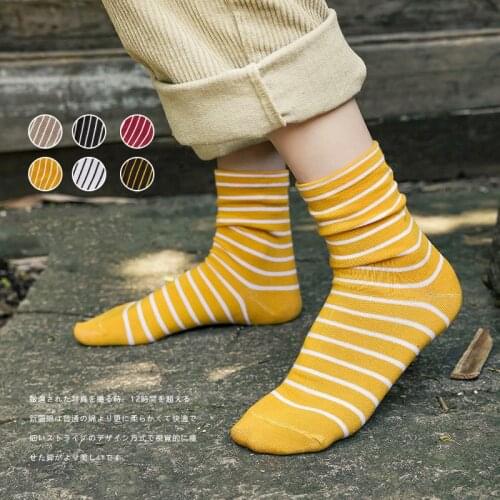 Cute Style With Womens Socks and Stripes All Cotton Casual Breathable and Comfortable Womens Socks in Autumn and Winter