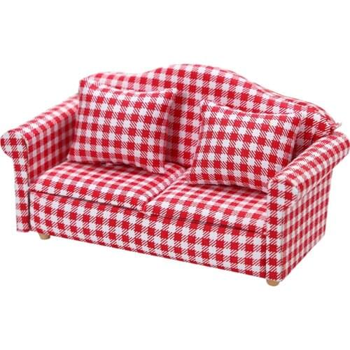 Dollshouse Miniature Love Seat Sofa with Cushion 1:12 Puppenhaus Furniture