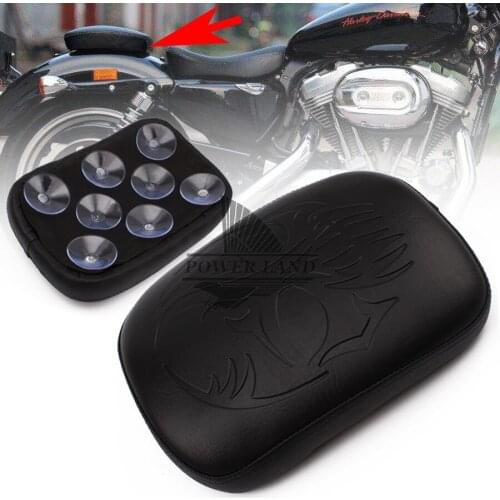 Motorcycle Leather Pillion Pad Flame Skull Seat Pillion Pad 8 Suction Cup Protect Rear Fender Solo Seat Black for Harley Cafe