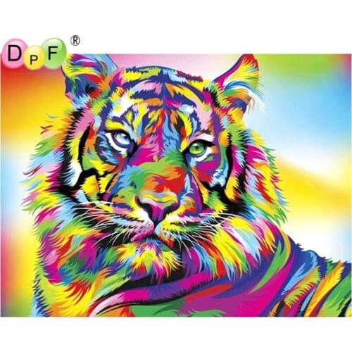 DPF DIY diamond painting Color tiger cross stitch diamond painting round diamond painting embroidery mosaic decoration art gift
