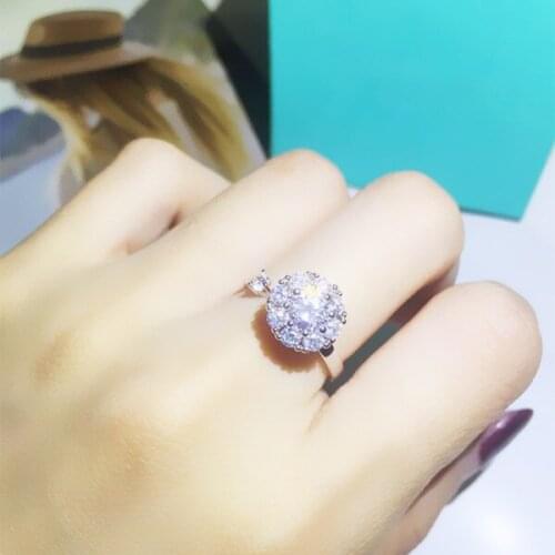 NAWEILY New Fashion Cubic Zircon Rings Women Rotating Open Ring Gold Silver Color Wedding Party Jewelry Gifts NWLR998