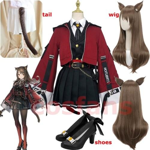 New Game Arknights! SkyFire TEXAS Cosplay Costume Women Cute Dress Halloween Carnival Uniforms Custom Made Full Set Shoes Wig