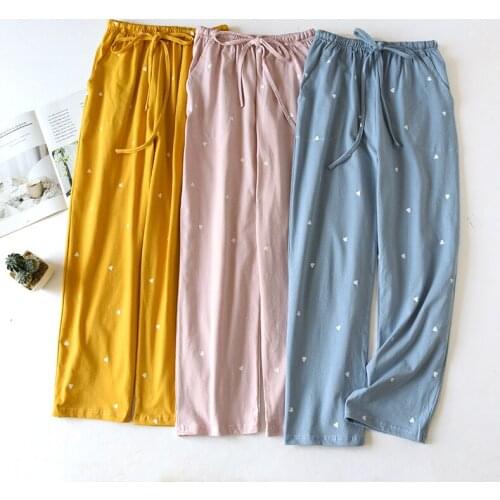 Autumn Pajama Pants Women Cotton Cute Sweet Sleep Bottoms Leisure Sports Loose Sleepwear Lounge Wear Elastic Waist Home Clothes