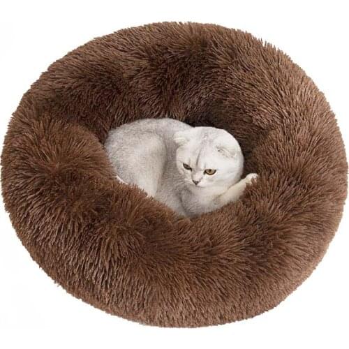 Multicolor Pet Kennel for Autumn and Winter Plush Warmth Round Kennel Cat Bed for Deep Sleep General Cat Dog Bed Pet Supplies