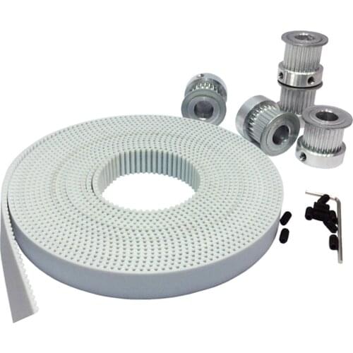 5meters White PU HTD3M Timing Belt Width 15mm+5PCS 20 Teeth HTD3M Pulley, Bore 5/6/6.35/8/12mm, For HTD3M CNC Engraving Machine