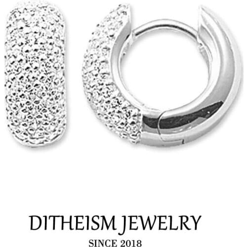 Creole Hinged Hoop Earrings, 2018 New Cubic Zirconia Fashion Jewelry White Zircon Pave Round 925 Sterling Silver Gift For Women