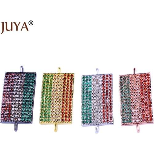 NEWEST design Luxury CZ Rhinestone Bolivia Flag Connectors Charms For Jewelry Making DIY Fashion Bracelets Accessories Findings