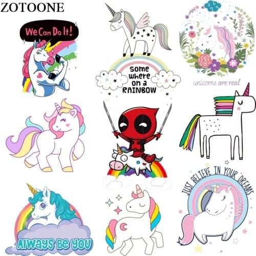 ZOTOONE Cute Unicorn Patches For Children Clothing DIY Decoration Iron On Transfers Washable DIY Accessory New Design Heat Press