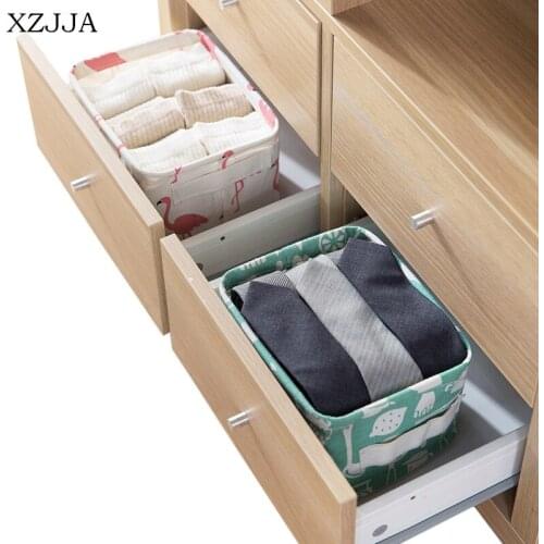 XZJJA Cartoon Cotton Linen Sundries Storage Box Cosmetics Container Baskets Foldable Desktop Drawer Makeup Jewelry Toy Organizer