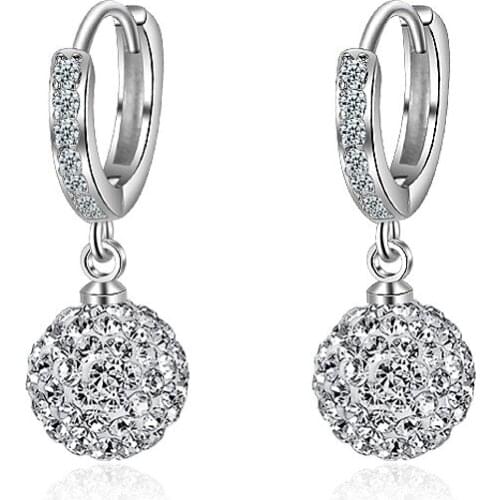 Silver Earrings 2017 New Design Shambhala Shiny Zircon 925 Sterling Silver Stud Earrings for Women Wholesale Jewelry Gift