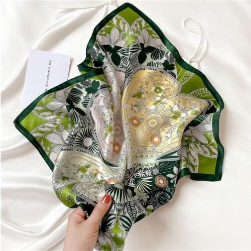 Foulard Lady Square Scarf High Quality Real Silk Small Neck Hairband Floral Print Women Neckerchief Bandana 2021 Fashion