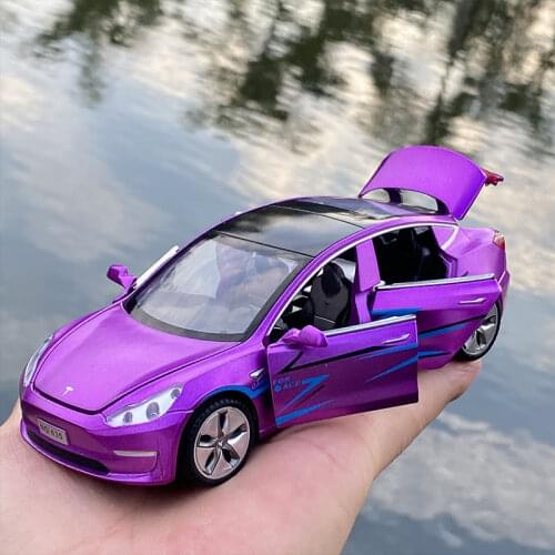 1:32 Tesla MODEL X MODEL 3 MODEL S Alloy Car With Light Diecast Pull Back Model Metal Vehicle Simulation Collection Toys for boy