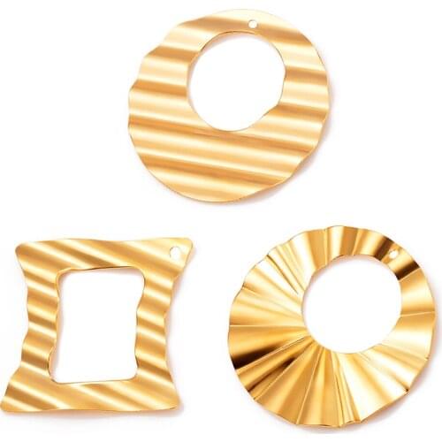 10Pcs/Lot Stainless Steel High Quality Big Round Geometric Earrings Charms Connectors DIY Dangle Flowers Ear Jewelry Making