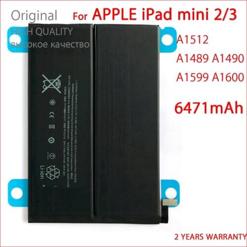 100% Genuine A1512 New Battery For iPad Mini 2 3 Mini2 Mini3 A1489 A1490 A1491 A1599 6471mAh Replacement Tablet Batteries