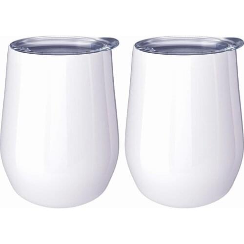 12oz DIY Sublimation Wine Tumbler Stainless Steel Double Wall Thermos Customize With Lid Eco-Friendly Mugs For Party Gift