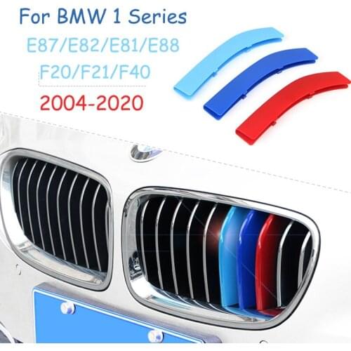 3pcs ABS For BMW F20 F21 F40 Series 1 E87 Car Racing Grille Strip Trim Clip M Power Performance Accessories