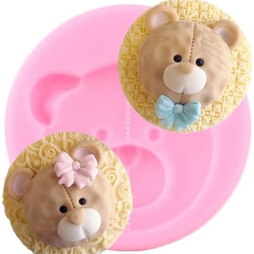 3D Cartoon Bear Silicone Molds DIY Baby Birthday Fondant Cake Decorating Tools Candy Polymer Clay Chocolate Gumpaste Moulds