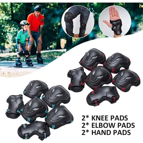 6pcs/set Adult Roller Skateboard Knee Pads Skating Elbow Pads Cycling Riding Guard Wrist Outdoor Sports Protected Gear