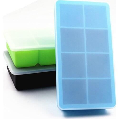 8 Holes Ice Grid Mold Baking Tools 21*11.2CM Blue/Green/Black DIY Handmade Food Grade Silicone Kitchen Supplies