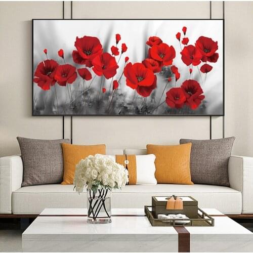 Abstract Poppy Flower Canvas Paintings On The Wall Art Posters And Prints Flowers Art Pictures Home Wall Decoration Cuadros