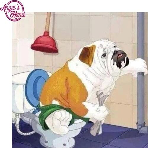 Needlework 5D DIY Diamond Painting Toilet dog 3d Diamond Embroidery Crafts Square Drill Full Embroidery Home Decoration