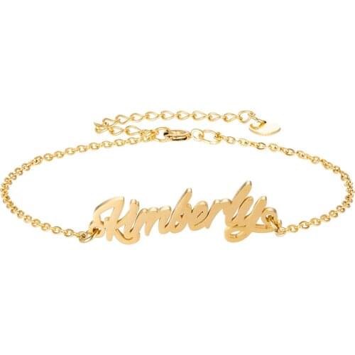 Kimberly Name Bracelet Women Girl Jewelry Stainless Steel 18k Gold Plated Nameplate Pendant Femme Mother Girlfriend Best Gift