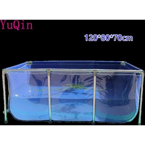 120x80x70cm Tarpaulin Aquarium Fish Tank Childrens Swimming Pool Water Pond+High Strength Stainless Steel Bracket