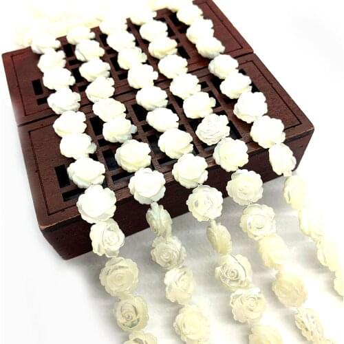 Natural Sea Shell Beads Double-sided Carved White Rose Loose Beads for Jewelry Making DIY Necklaces Bracelets Jewelry Decoration